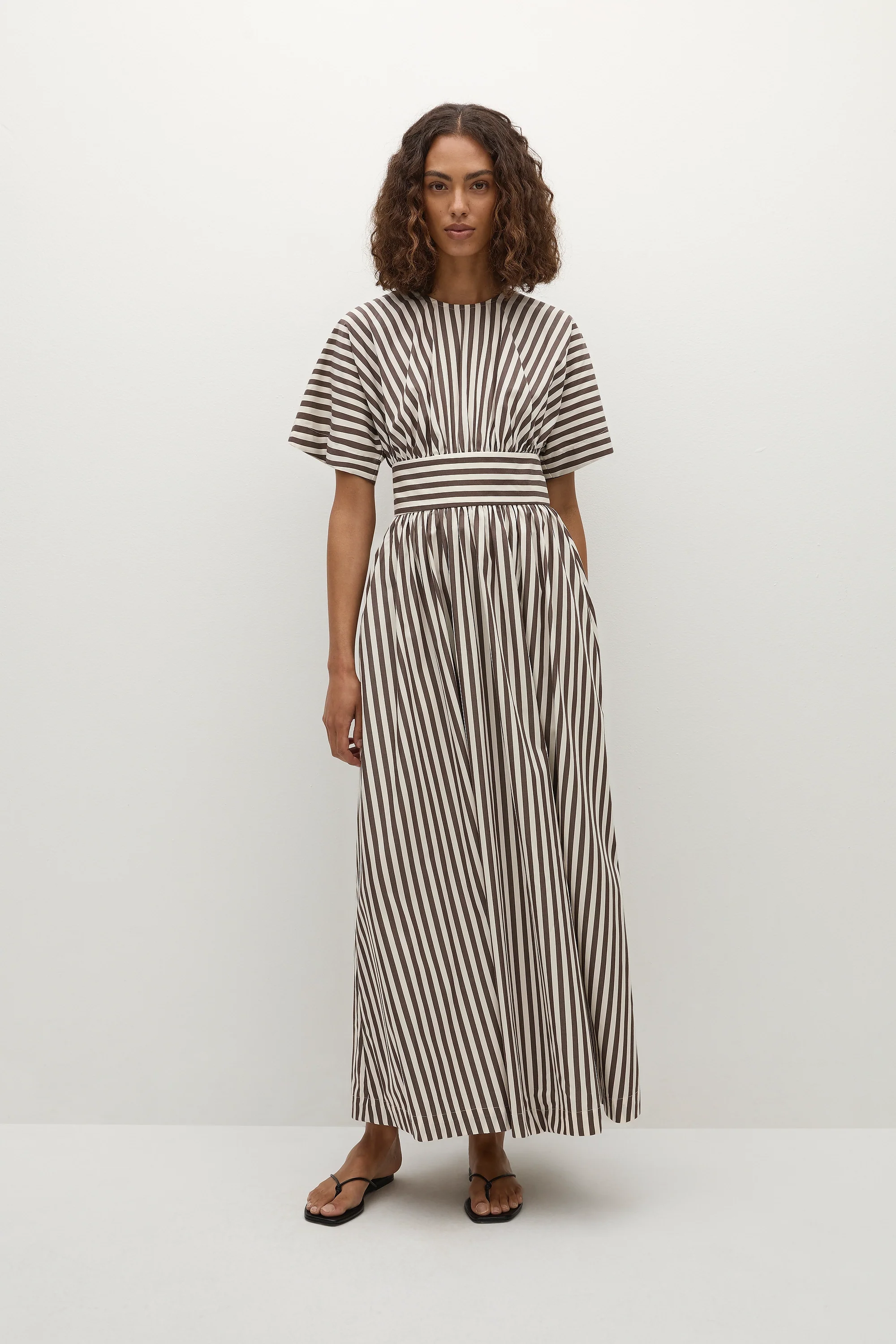 Oda Maxi Dress Norway Stripe Espresso - Final Sale