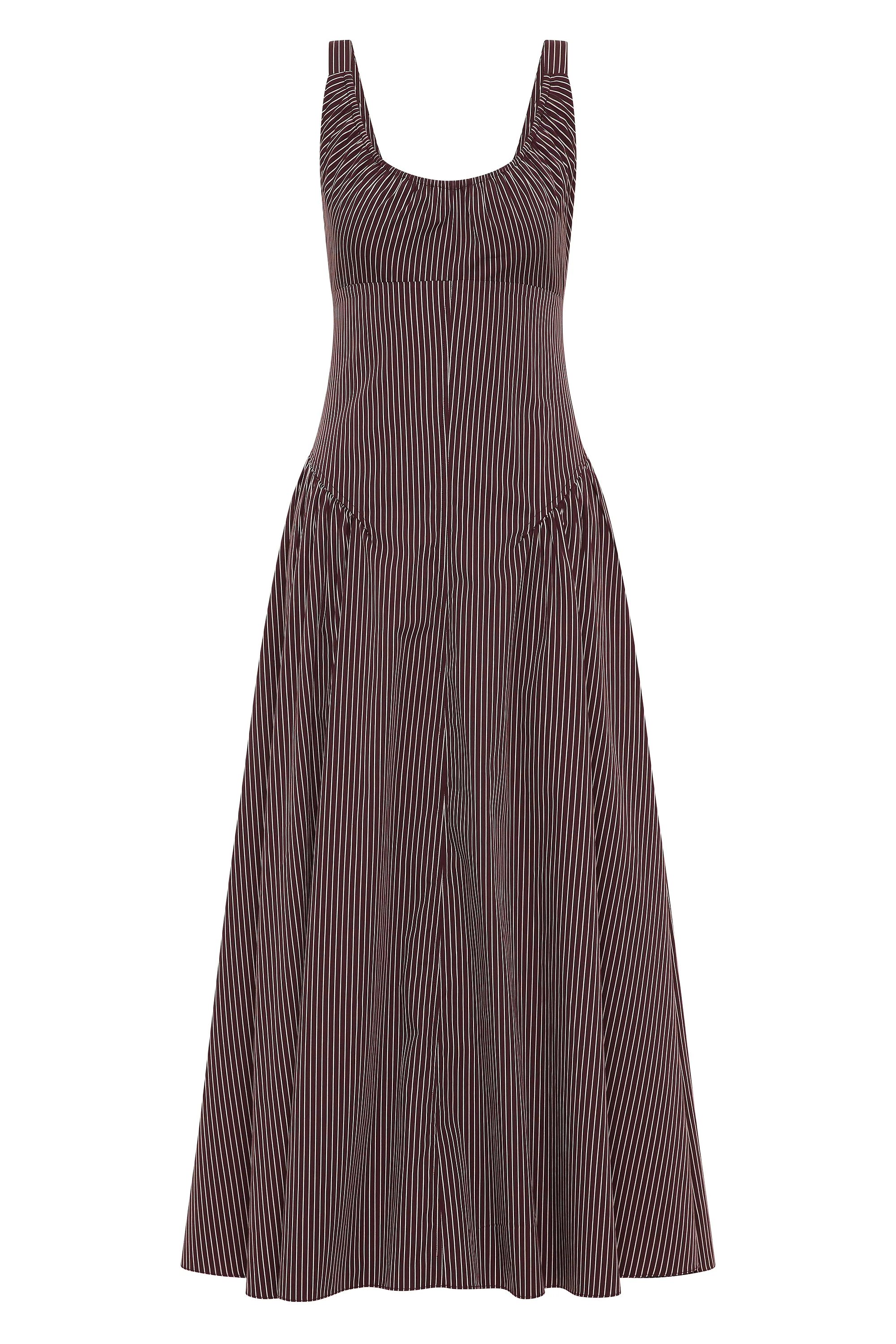 Olas Midi Dress Rocio Pinstripe Chocolate Plum - Image 7