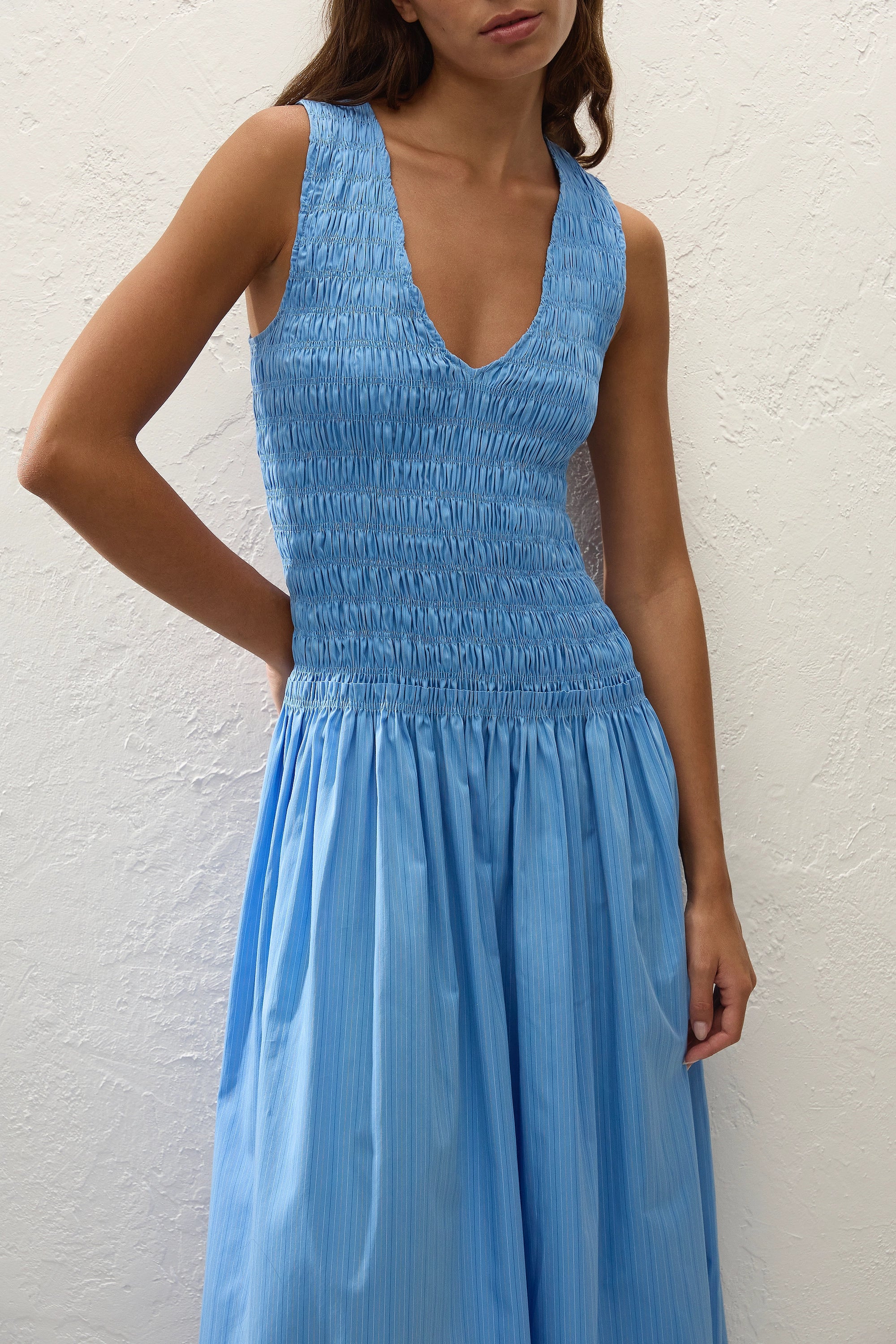 Palomar Midi Dress Mico Pinstripe Azul - Image 2