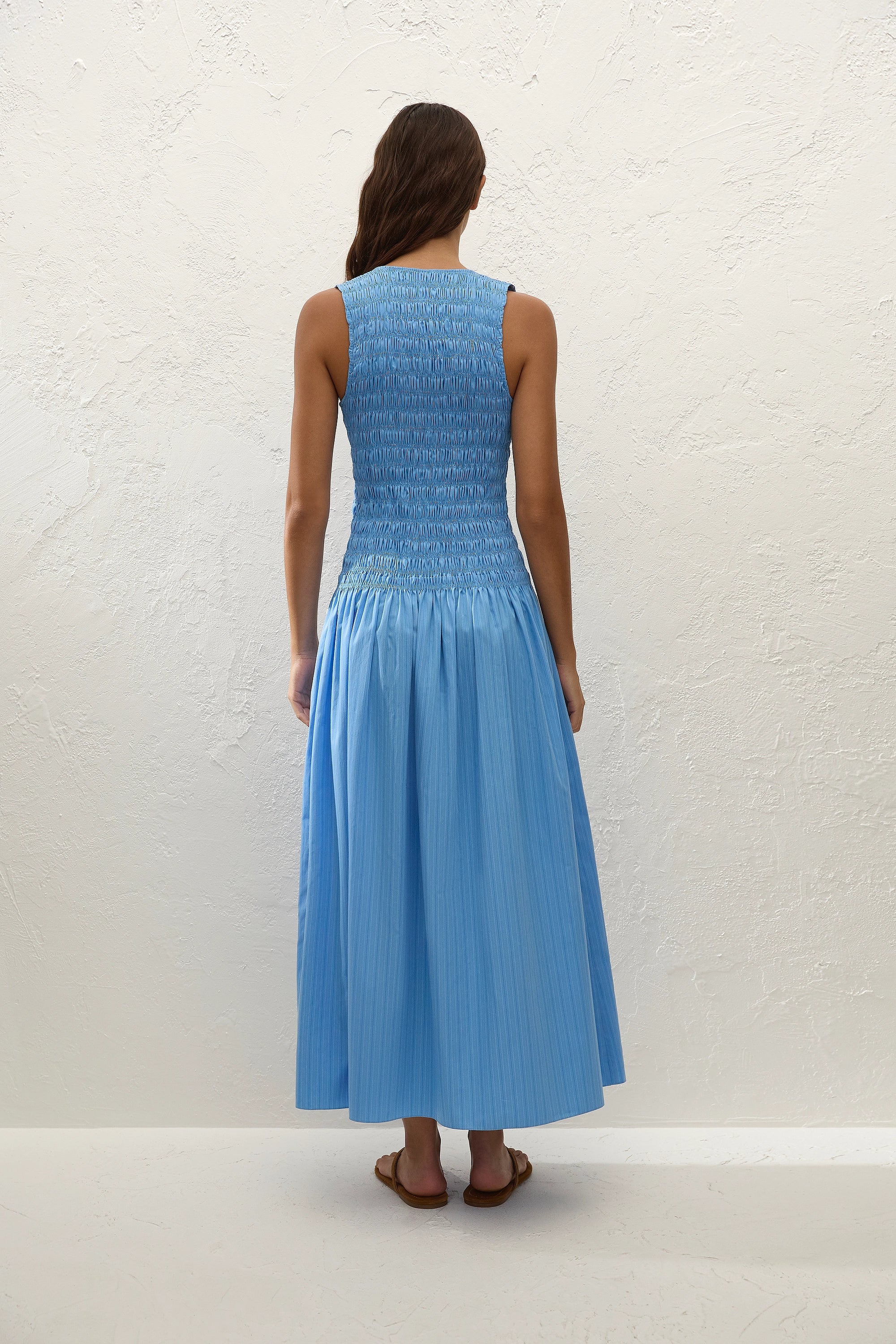Palomar Midi Dress Mico Pinstripe Azul - Image 4
