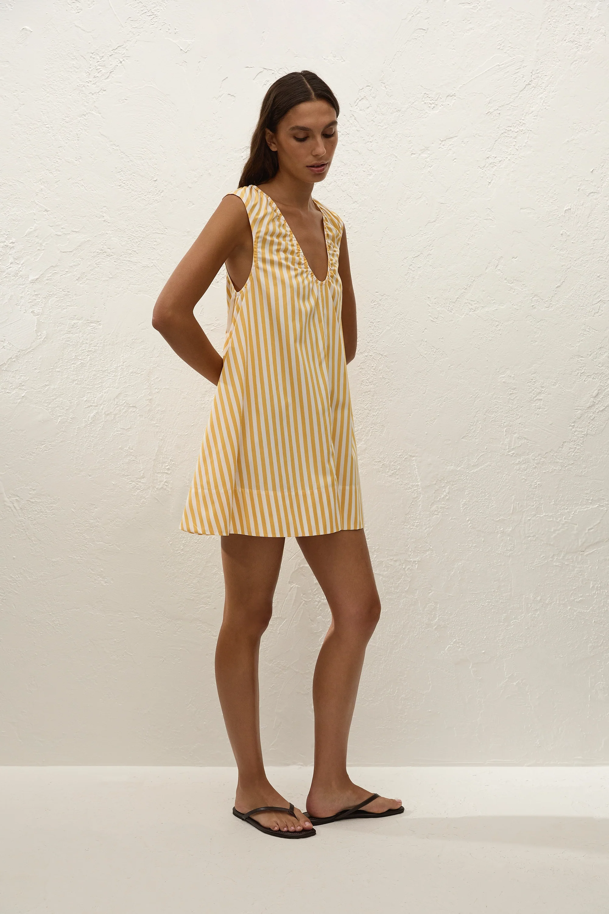 Pedrera Mini Dress Orozco Stripe Mustard - Image 3