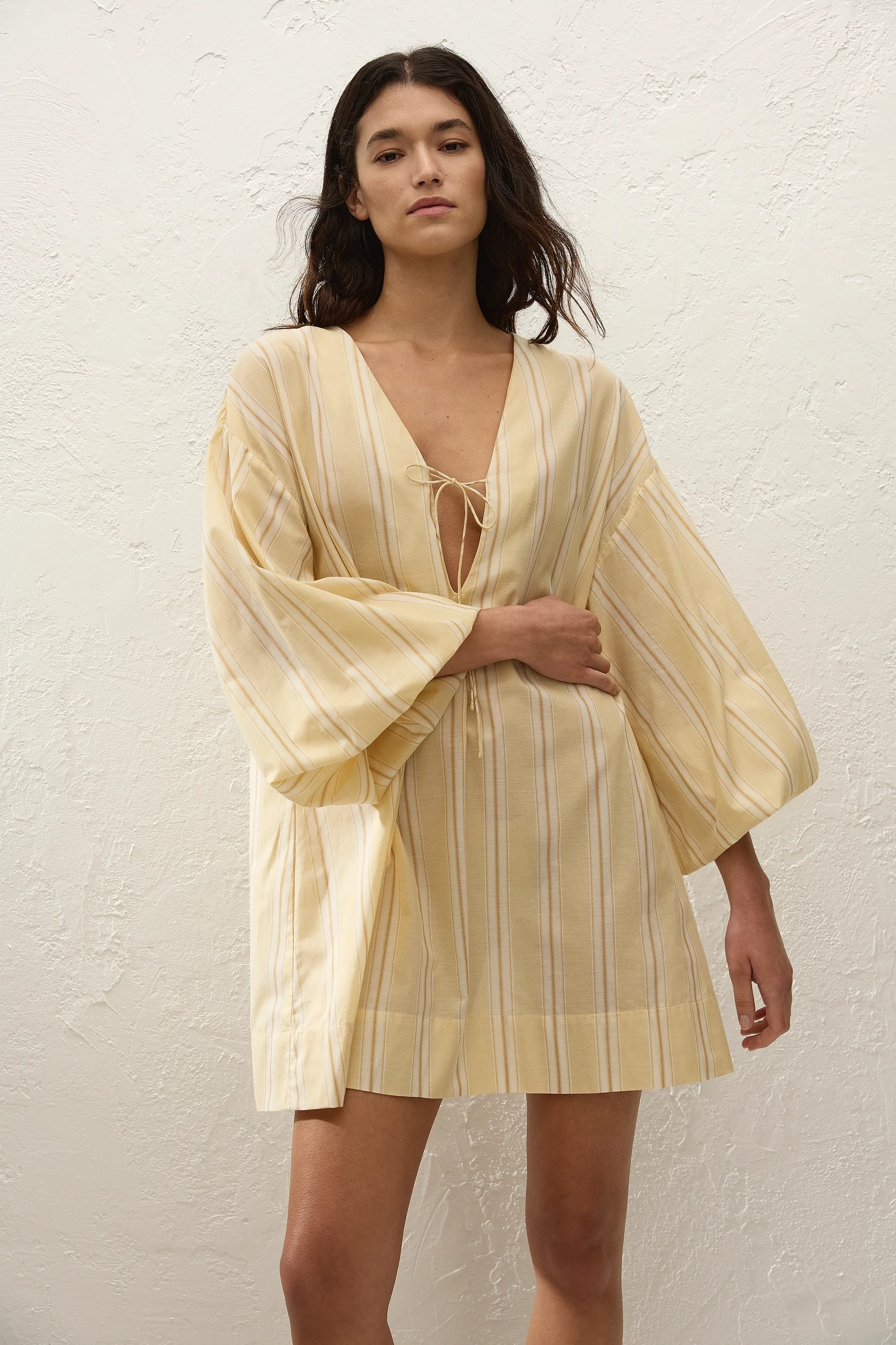 Pia Mini Dress Ombre Stripe Faded Mustard - Image 4