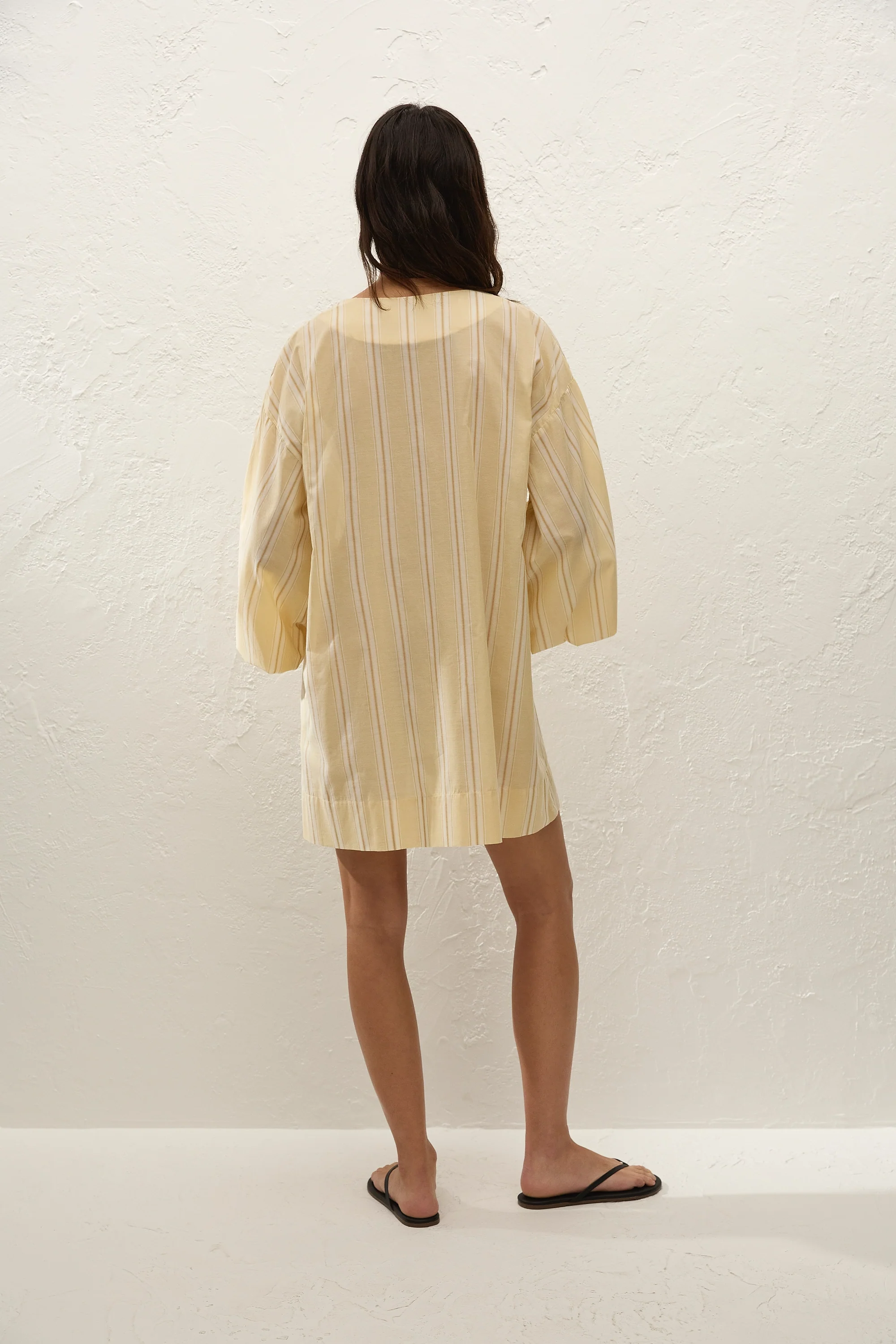 Pia Mini Dress Ombre Stripe Faded Mustard - Image 5