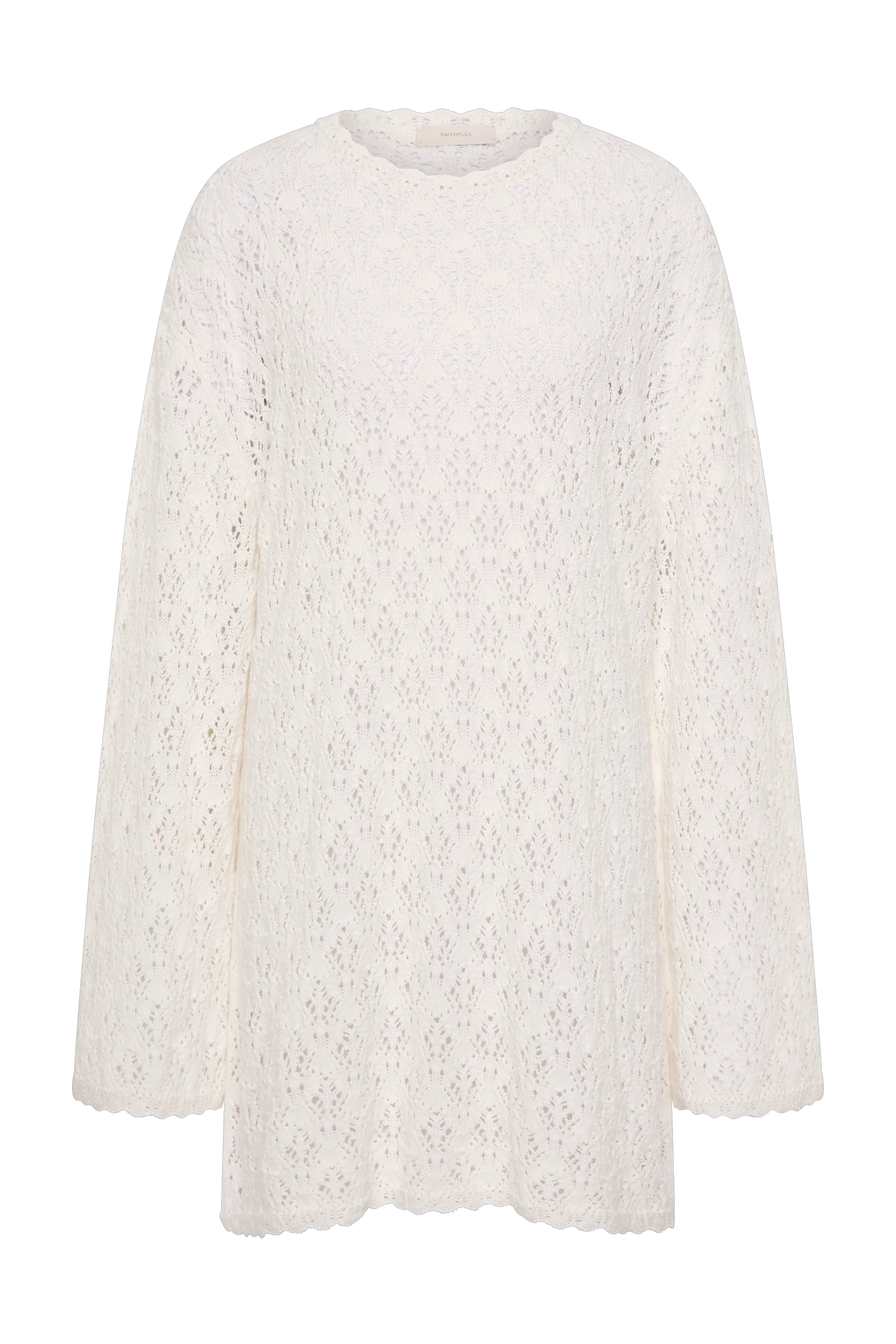 Romina Mini Dress Pointelle Knit Vintage White - Image 11