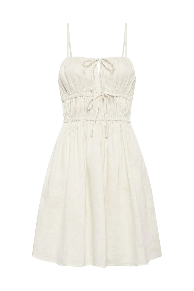 Shivka Mini Dress Plain Egg Shell - Final Sale - Image 6