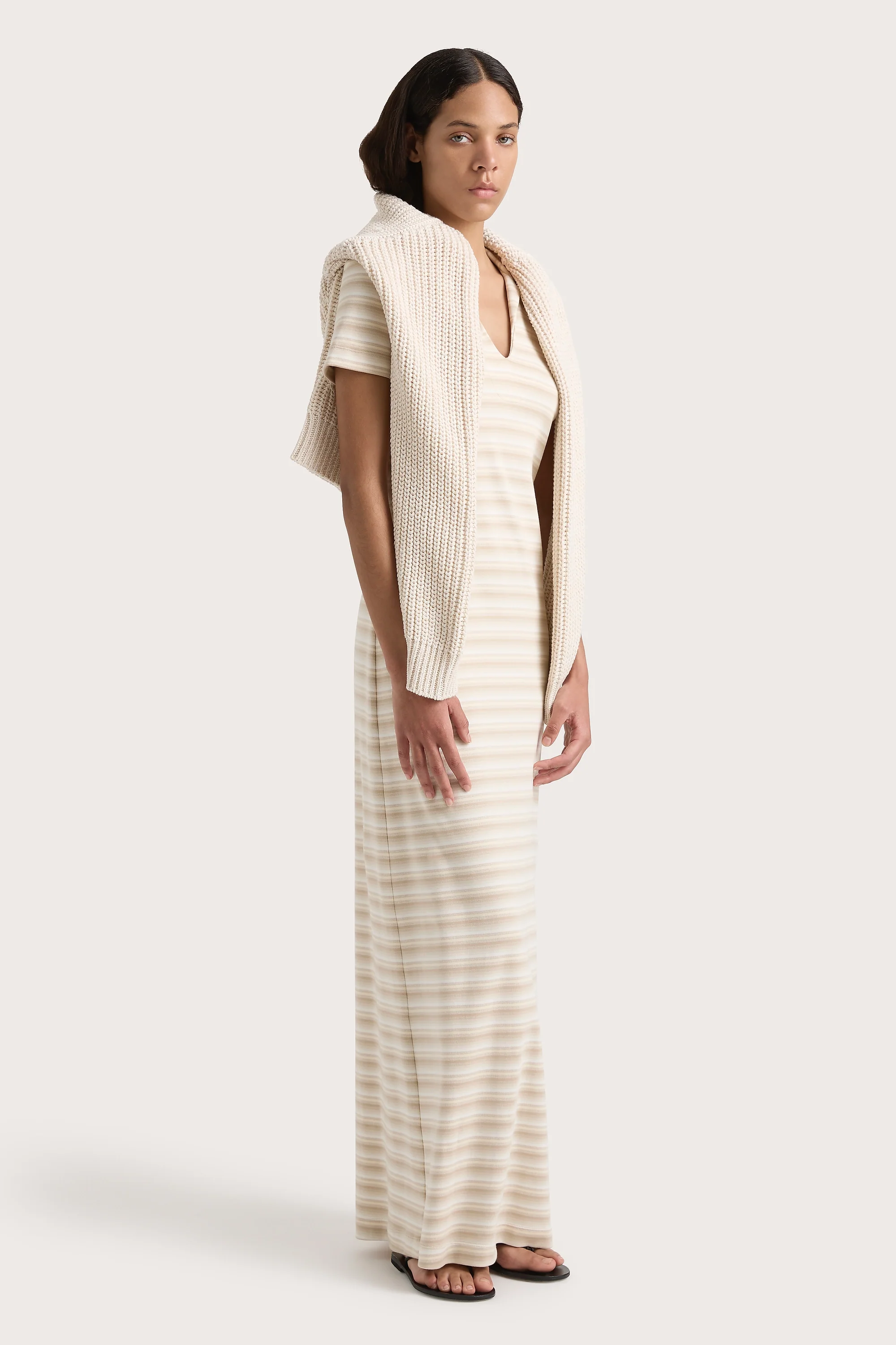 Tiesse Maxi Dress Cream Stripe - Final Sale - Image 6