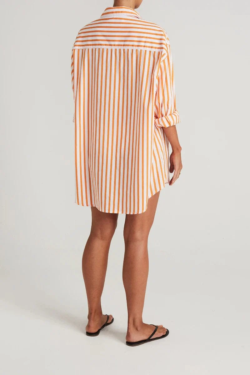 Vega Shirt Dress Martie Stripe Print Tangerine - Final Sale - Image 4
