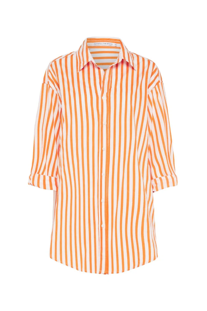 Vega Shirt Dress Martie Stripe Print Tangerine - Final Sale - Image 5
